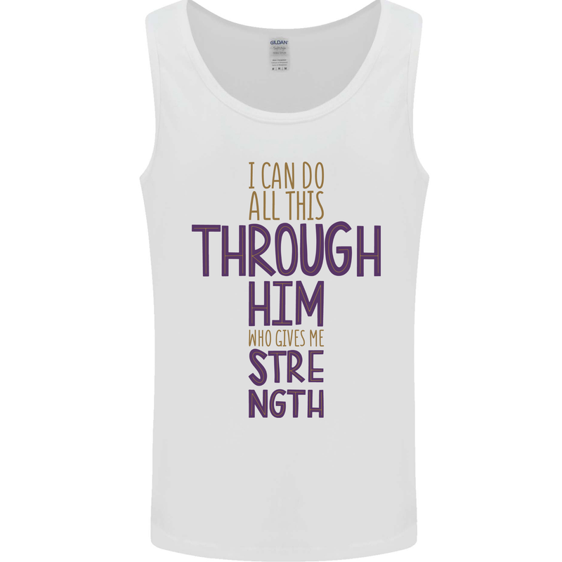 Through Him Christian Jesus God Christ Faith Mens Vest Tank Top White