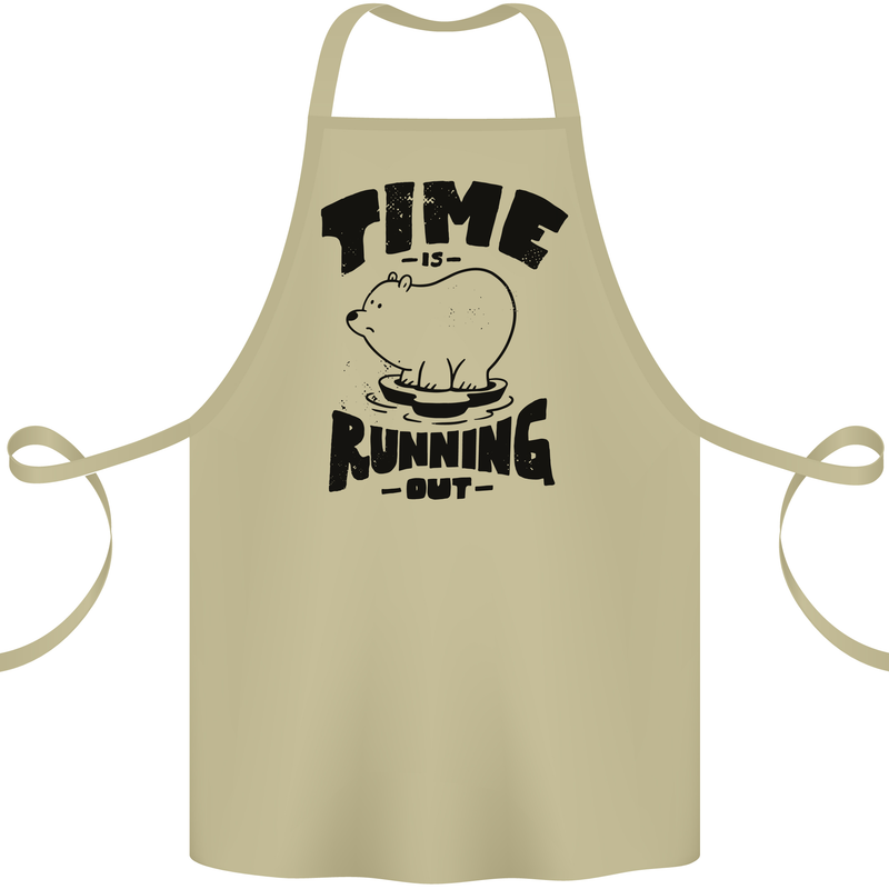 Time Running Out Climate Change Cotton Apron 100% Organic Khaki