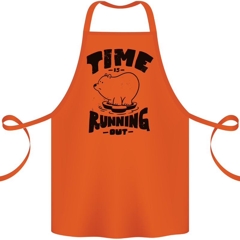 Time Running Out Climate Change Cotton Apron 100% Organic Orange