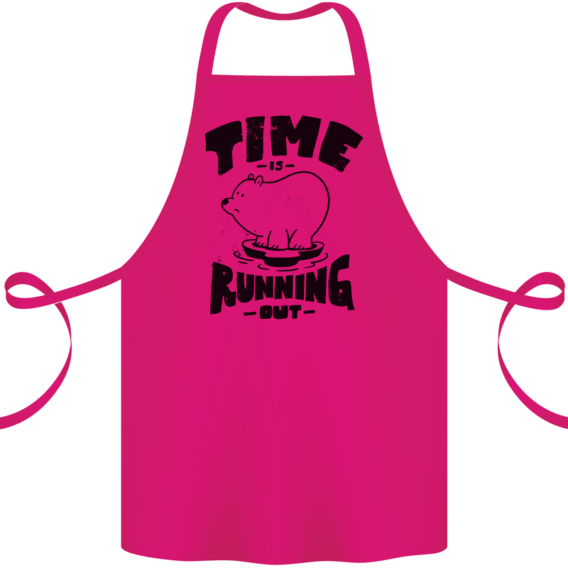 Time Running Out Climate Change Cotton Apron 100% Organic Pink