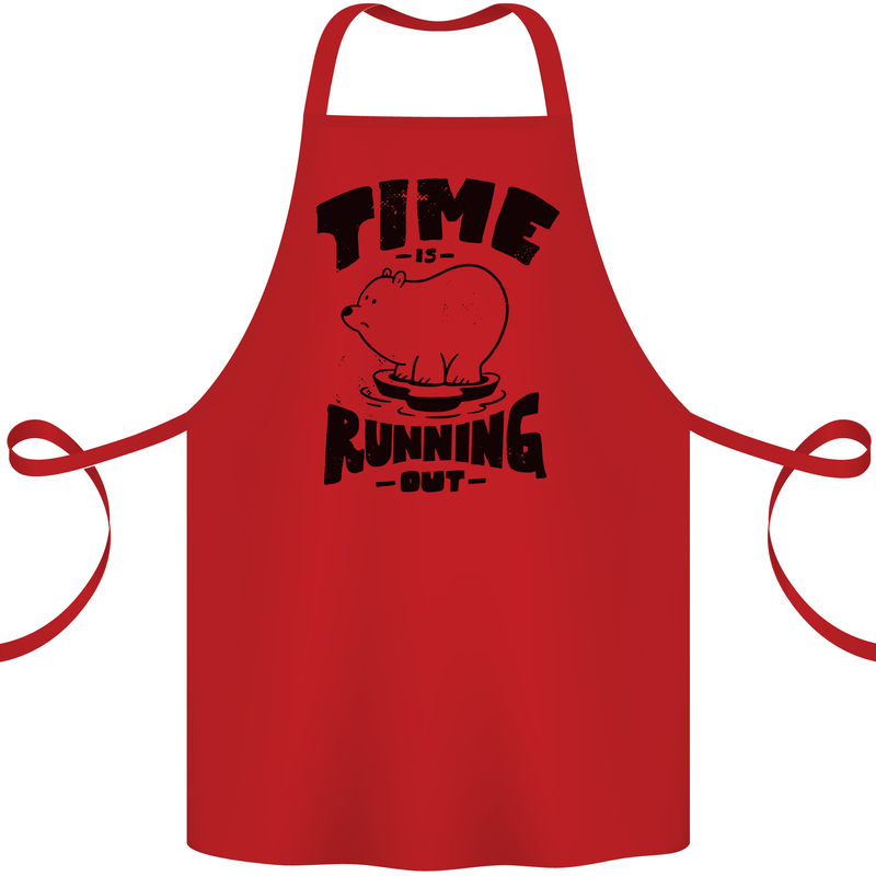 Time Running Out Climate Change Cotton Apron 100% Organic Red