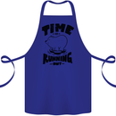 Time Running Out Climate Change Cotton Apron 100% Organic Royal Blue