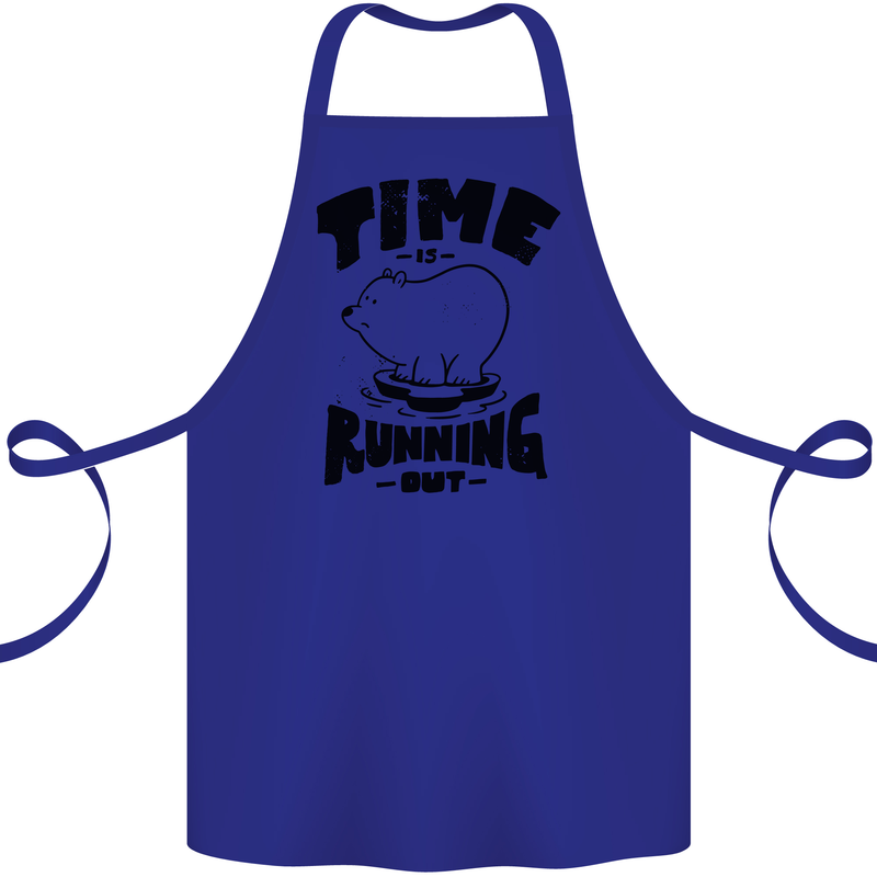 Time Running Out Climate Change Cotton Apron 100% Organic Royal Blue