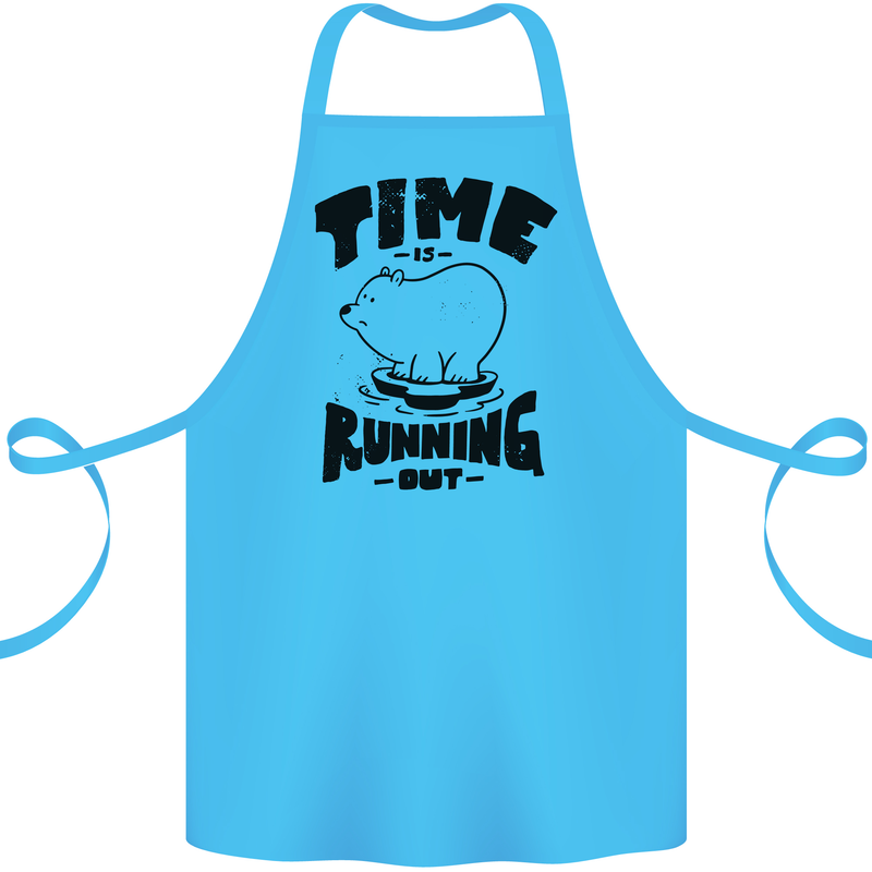 Time Running Out Climate Change Cotton Apron 100% Organic Turquoise