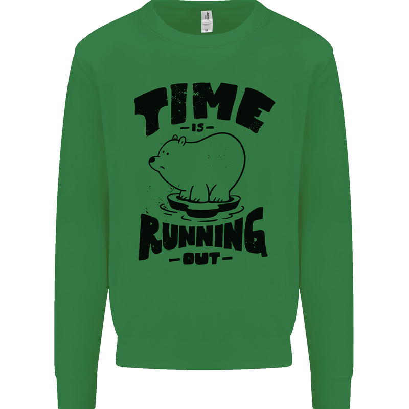 Time Running Out Climate Change Kids Sweatshirt Jumper Irish Green