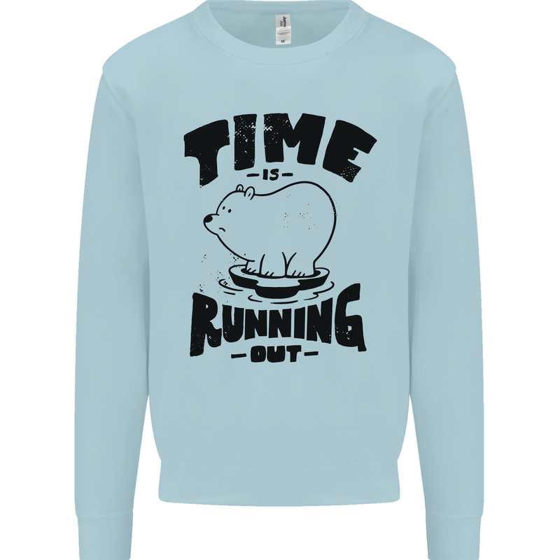 Time Running Out Climate Change Kids Sweatshirt Jumper Light Blue