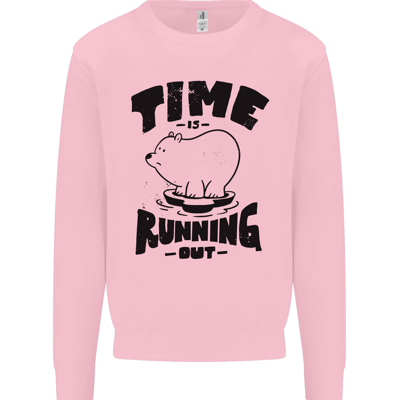 Time Running Out Climate Change Kids Sweatshirt Jumper Light Pink