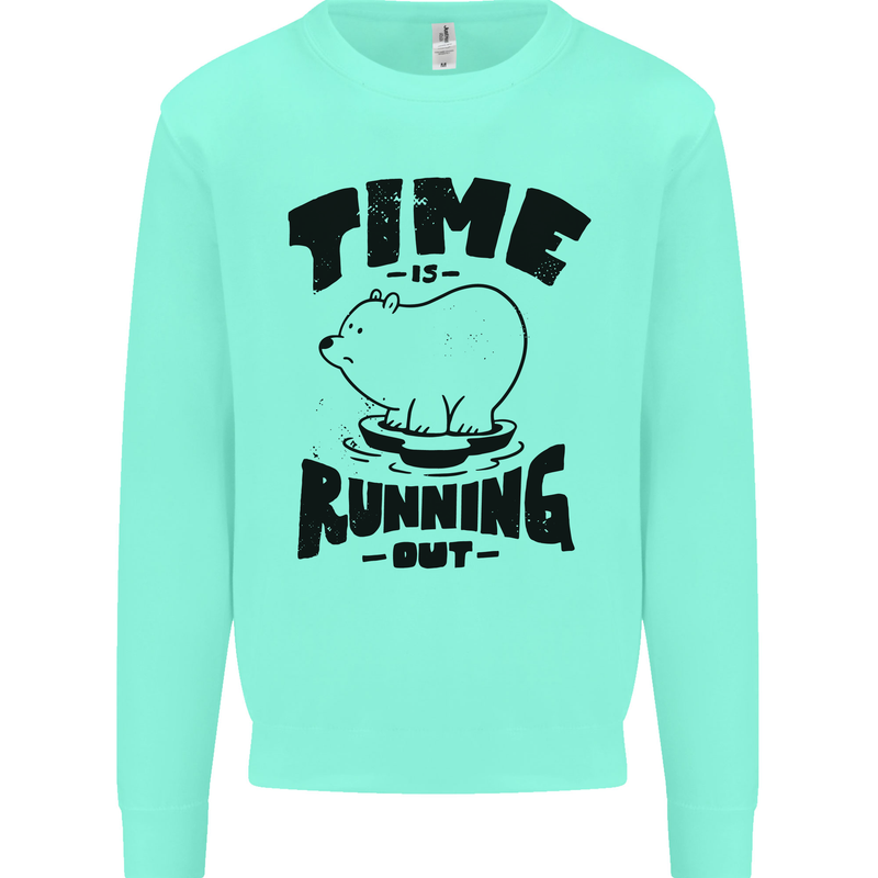 Time Running Out Climate Change Kids Sweatshirt Jumper Peppermint