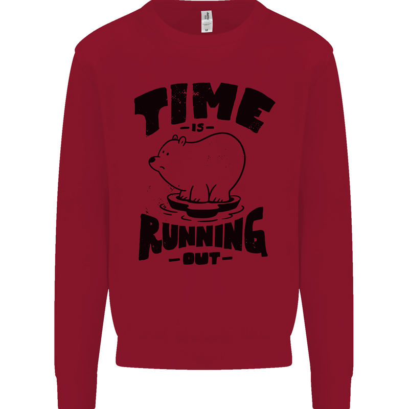 Time Running Out Climate Change Kids Sweatshirt Jumper Red
