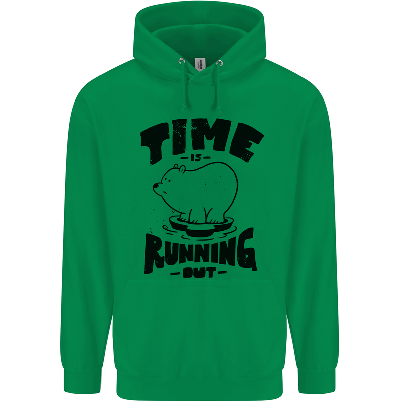Time Running Out Climate Change Mens 80% Cotton Hoodie Irish Green