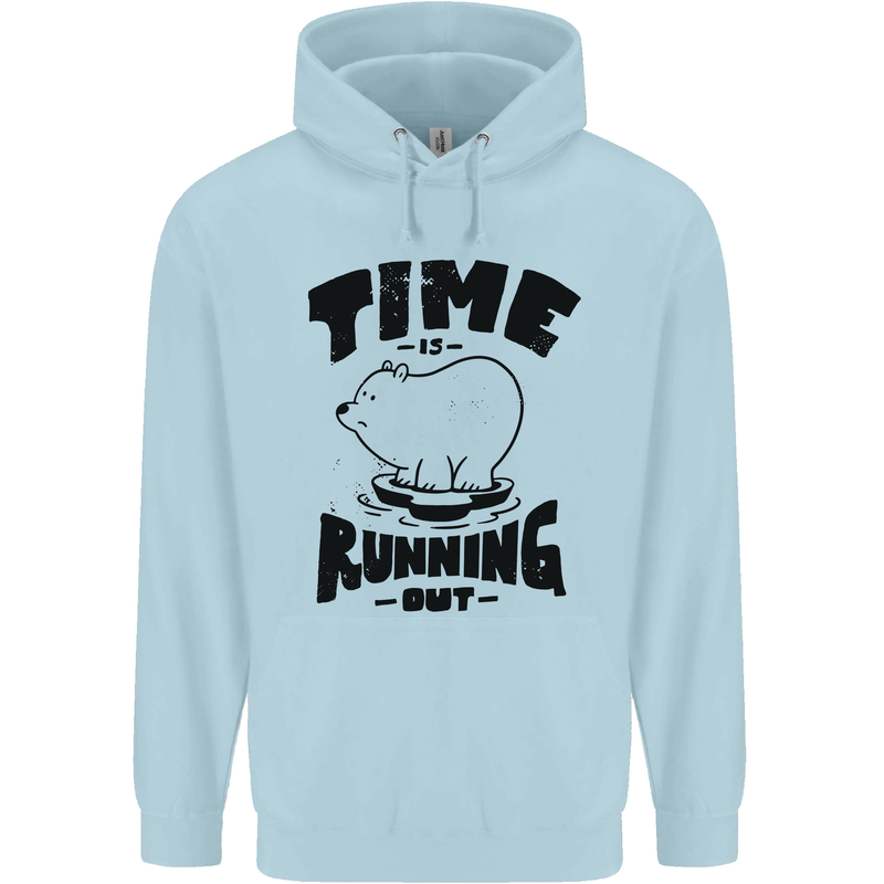 Time Running Out Climate Change Mens 80% Cotton Hoodie Light Blue