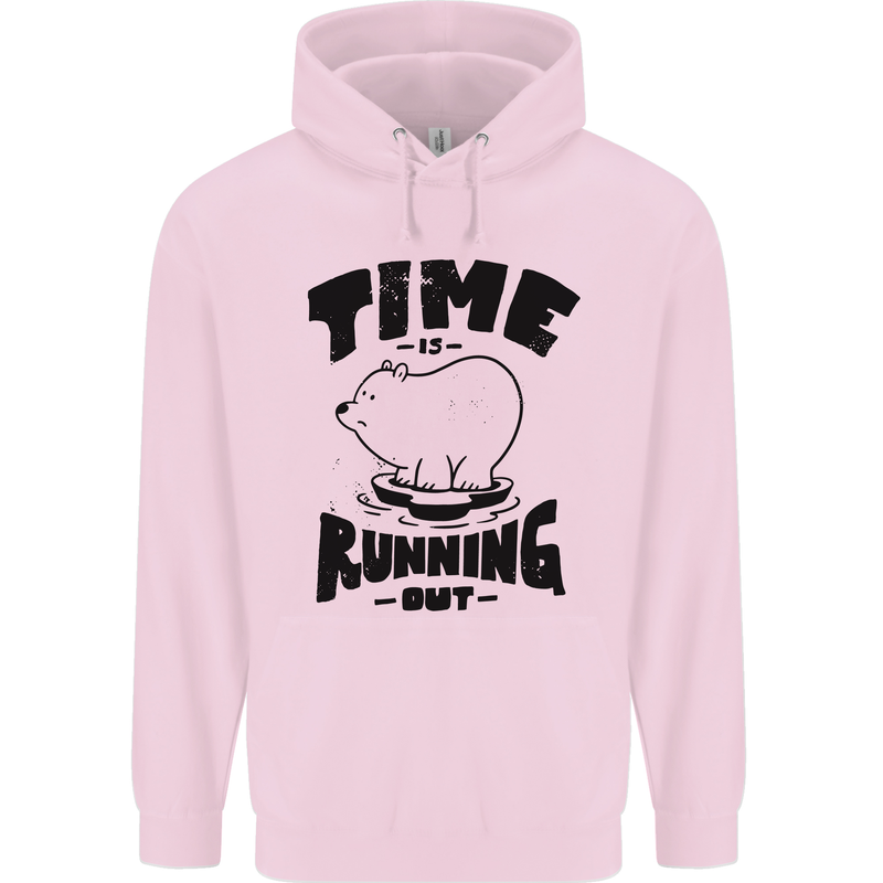 Time Running Out Climate Change Mens 80% Cotton Hoodie Light Pink