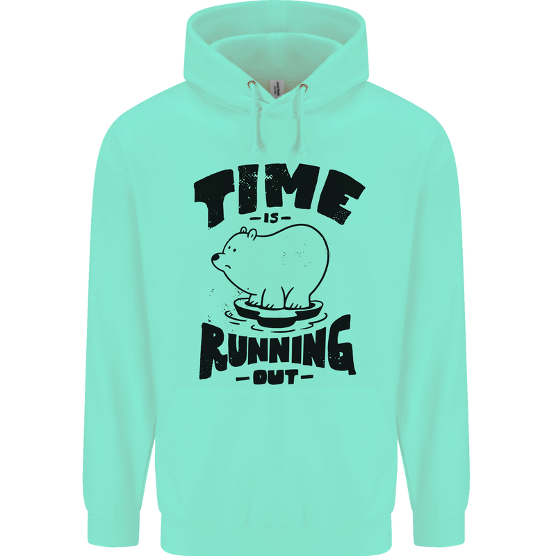 Time Running Out Climate Change Mens 80% Cotton Hoodie Peppermint