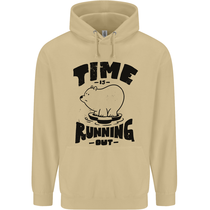 Time Running Out Climate Change Mens 80% Cotton Hoodie Sand