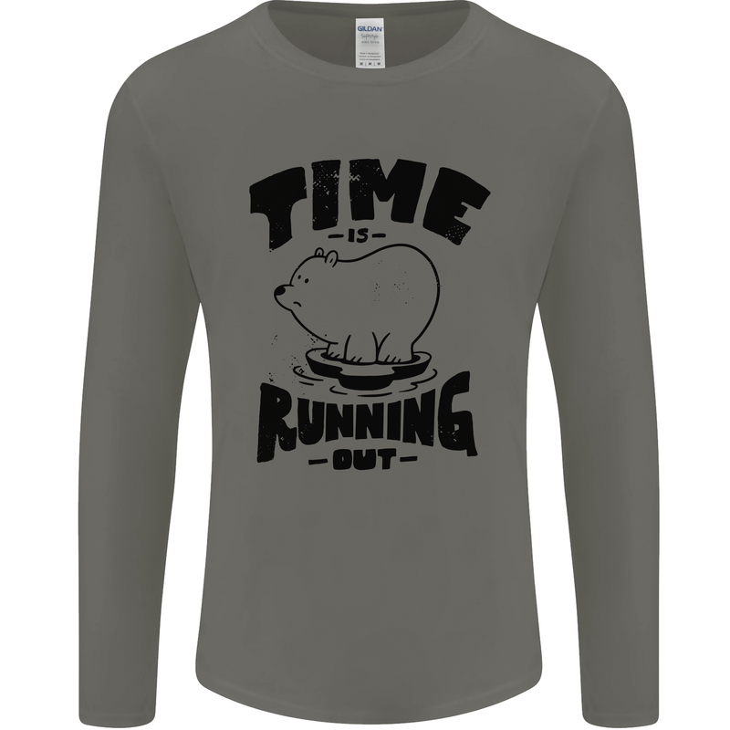 Time Running Out Climate Change Mens Long Sleeve T-Shirt Charcoal