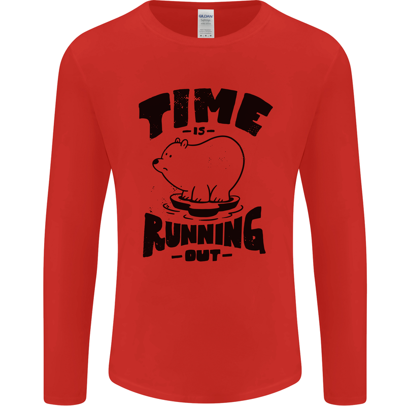 Time Running Out Climate Change Mens Long Sleeve T-Shirt Red