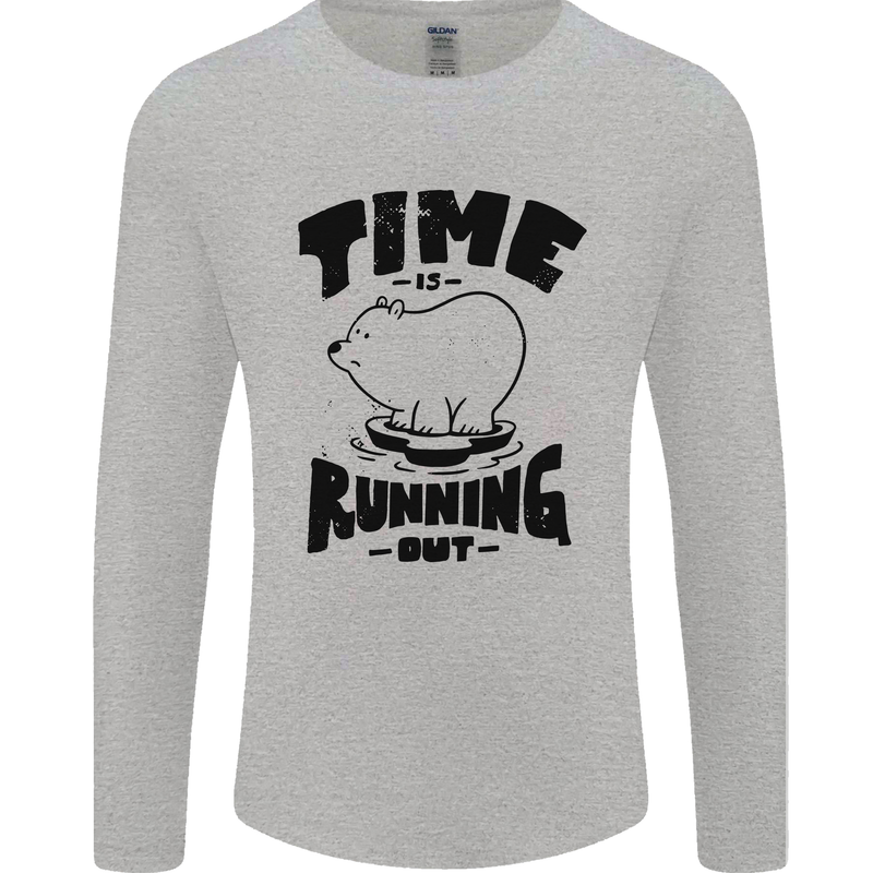 Time Running Out Climate Change Mens Long Sleeve T-Shirt Sports Grey