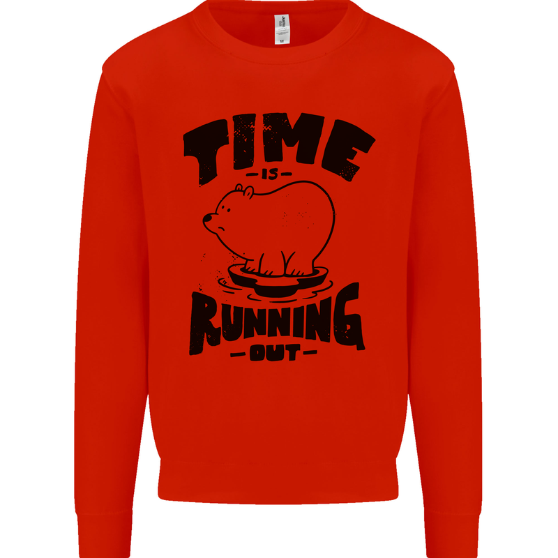 Time Running Out Climate Change Mens Sweatshirt Jumper Bright Red
