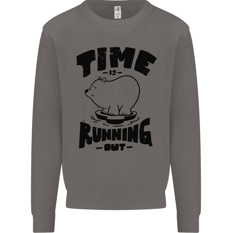 Time Running Out Climate Change Mens Sweatshirt Jumper Charcoal