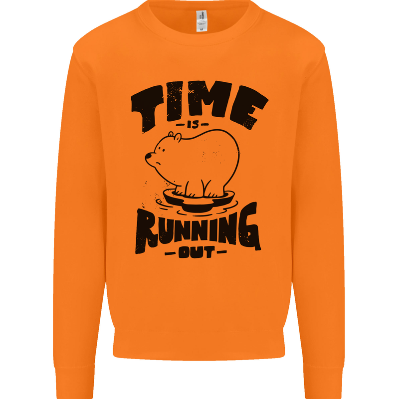 Time Running Out Climate Change Mens Sweatshirt Jumper Orange