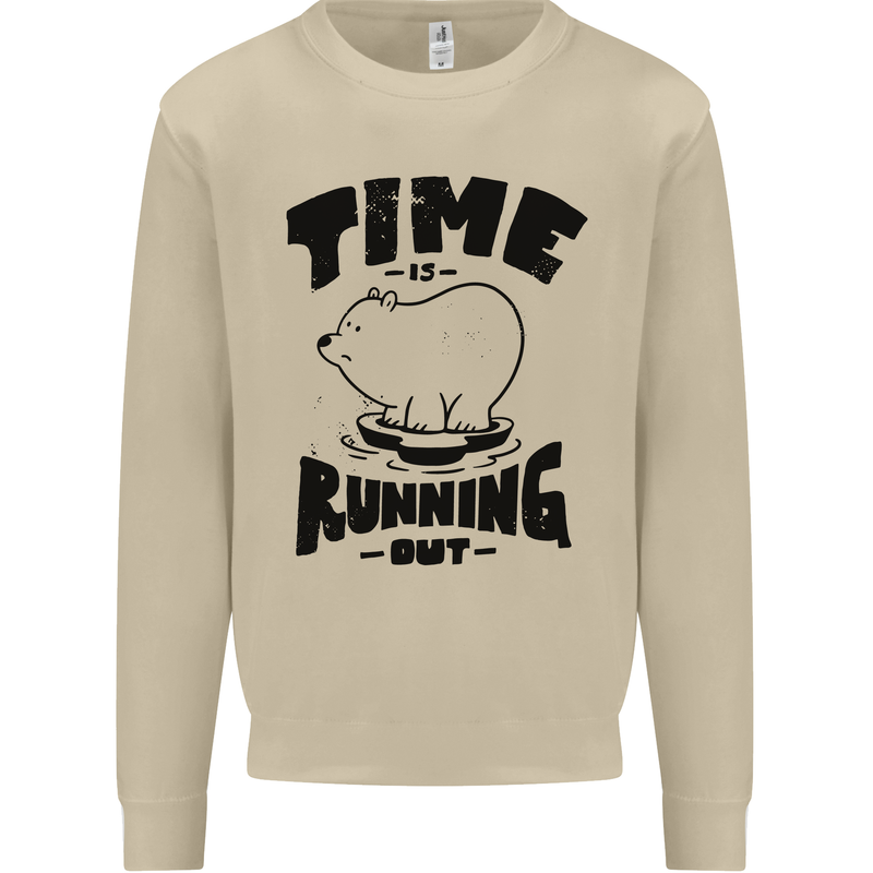 Time Running Out Climate Change Mens Sweatshirt Jumper Sand