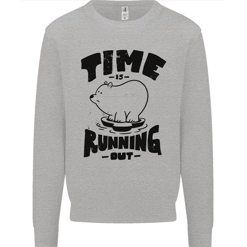Time Running Out Climate Change Mens Sweatshirt Jumper Sports Grey
