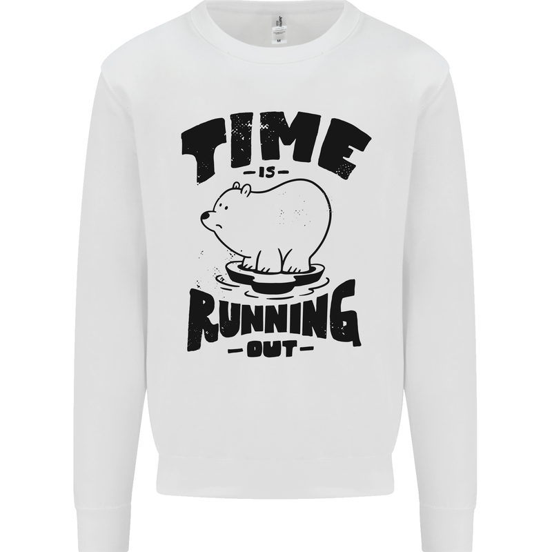 Time Running Out Climate Change Mens Sweatshirt Jumper White