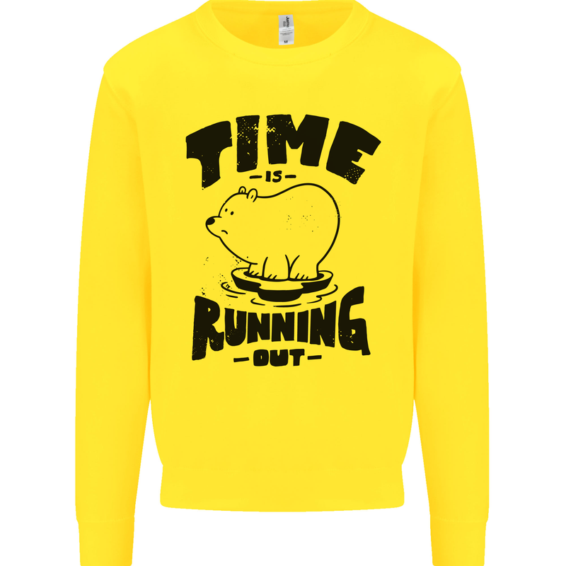 Time Running Out Climate Change Mens Sweatshirt Jumper Yellow
