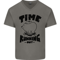 Time Running Out Climate Change Mens V-Neck Cotton T-Shirt Charcoal