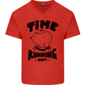 Time Running Out Climate Change Mens V-Neck Cotton T-Shirt Red
