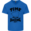 Time Running Out Climate Change Mens V-Neck Cotton T-Shirt Royal Blue