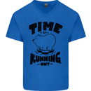 Time Running Out Climate Change Mens V-Neck Cotton T-Shirt Royal Blue