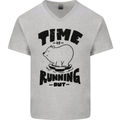 Time Running Out Climate Change Mens V-Neck Cotton T-Shirt Sports Grey