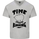 Time Running Out Climate Change Mens V-Neck Cotton T-Shirt Sports Grey