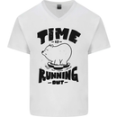 Time Running Out Climate Change Mens V-Neck Cotton T-Shirt White