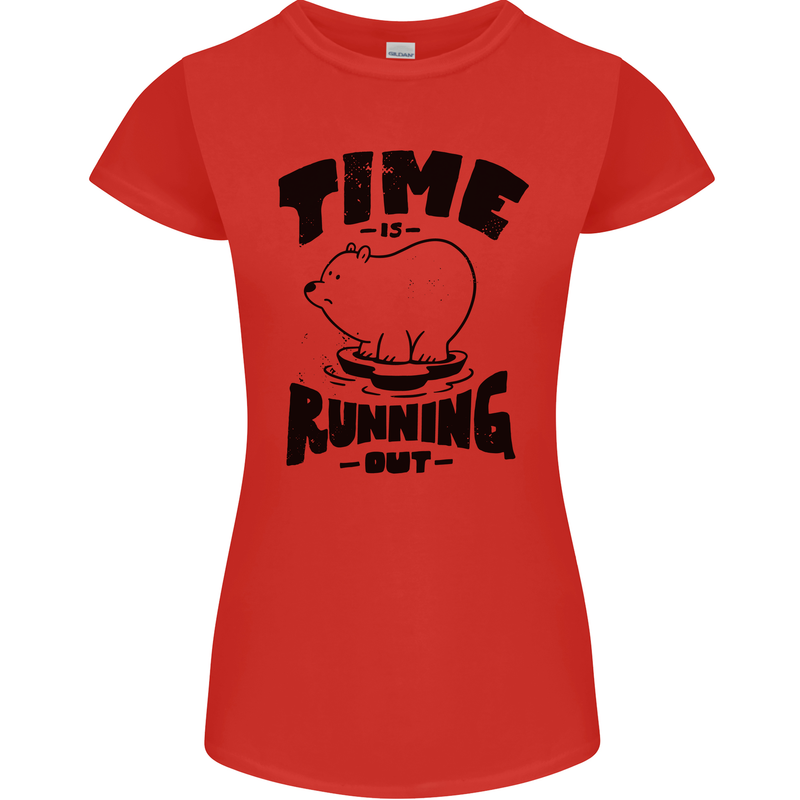 Time Running Out Climate Change Womens Petite Cut T-Shirt Red