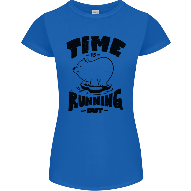 Time Running Out Climate Change Womens Petite Cut T-Shirt Royal Blue