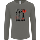 Time for Horror Halloween Serial Killer Murder Mens Long Sleeve T-Shirt Charcoal