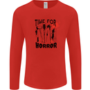 Time for Horror Halloween Serial Killer Murder Mens Long Sleeve T-Shirt Red