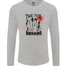 Time for Horror Halloween Serial Killer Murder Mens Long Sleeve T-Shirt Sports Grey