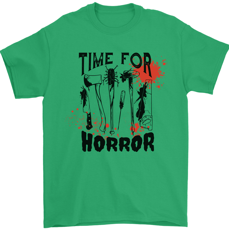 Time for Horror Halloween Serial Killer Murder Mens T-Shirt 100% Cotton Irish Green