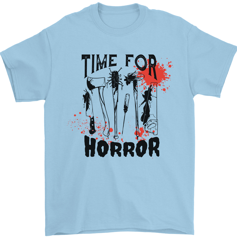 Time for Horror Halloween Serial Killer Murder Mens T-Shirt 100% Cotton Light Blue
