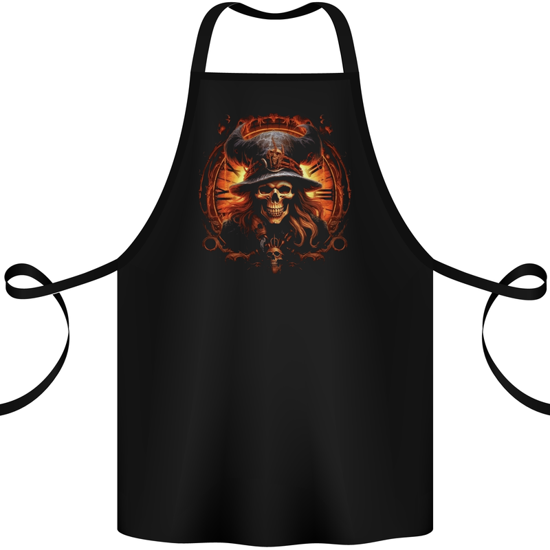 Time of the Witch Skull Cotton Apron 100% Organic Black