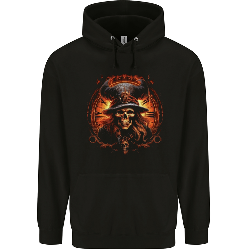 Time of the Witch Skull Mens 80% Cotton Hoodie Black