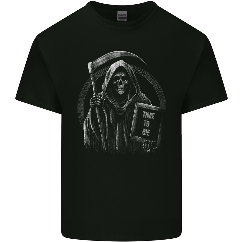 Time to Die Grim Reaper Kids T-Shirt Childrens Black