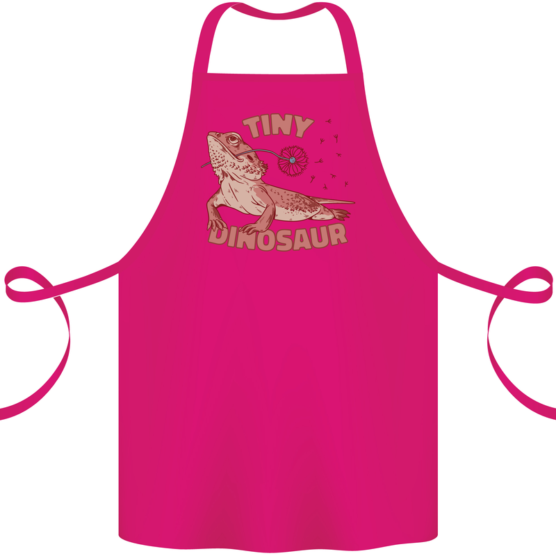 Tiny Dinosaur Funny Bearded Dragon Cotton Apron 100% Organic Pink