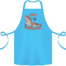 Tiny Dinosaur Funny Bearded Dragon Cotton Apron 100% Organic Turquoise