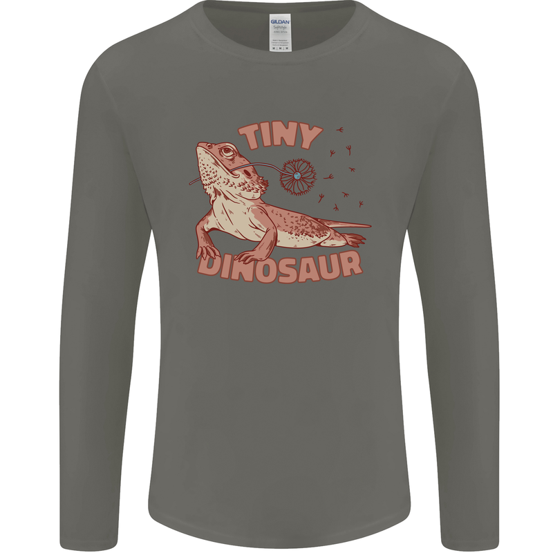 Tiny Dinosaur Funny Bearded Dragon Mens Long Sleeve T-Shirt Charcoal