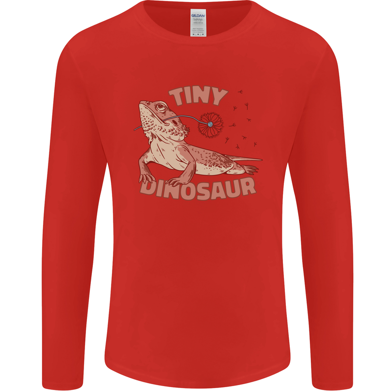Tiny Dinosaur Funny Bearded Dragon Mens Long Sleeve T-Shirt Red