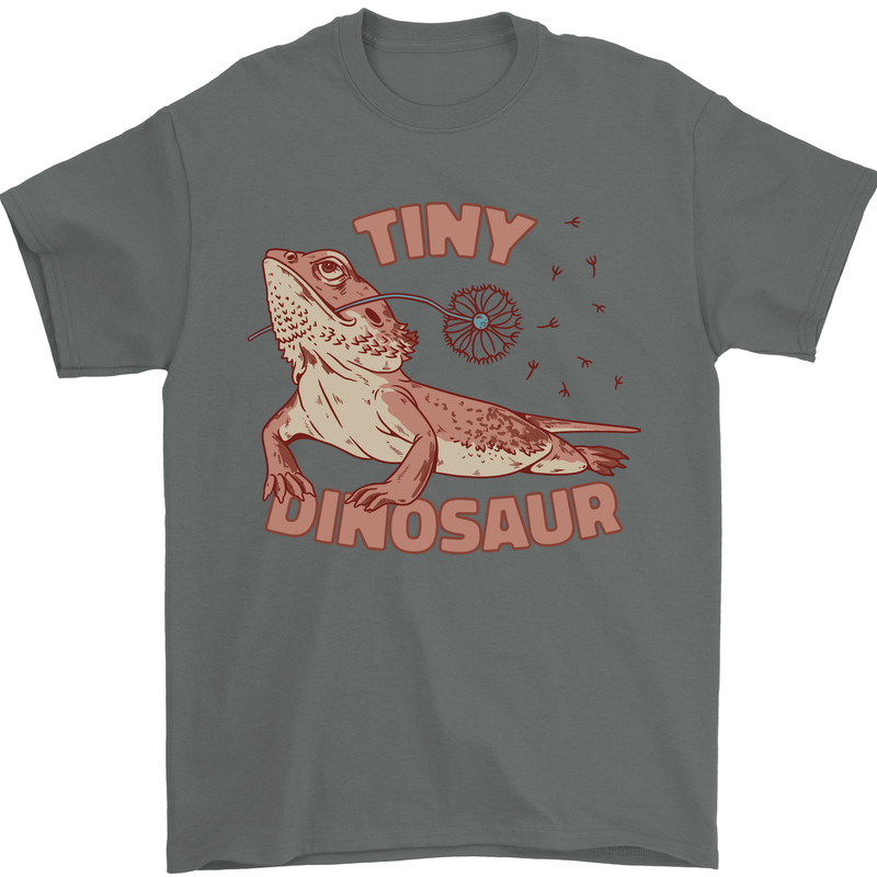 Tiny Dinosaur Funny Bearded Dragon Mens T-Shirt 100% Cotton Charcoal